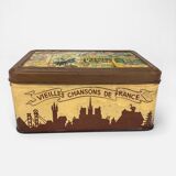 Antique lithographed tin biscuit tins
