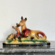 Vintage doe sculpture signed Angelo Biagoni - statue of doe and her fawn - plaster sculpture