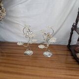 Pair of Art Nouveau Style Silver Plated Metal Candlesticks, BMF Made in Germany