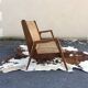 Cane-seated teak bench