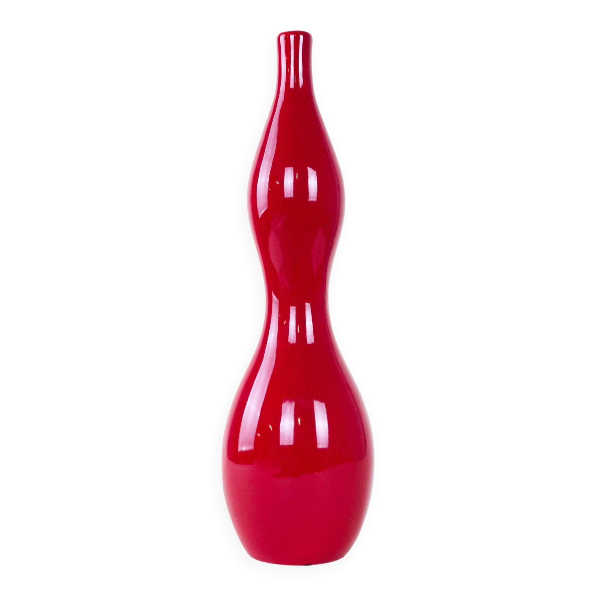 Red ceramic vase, Danish design, 1970s, made in Denmark