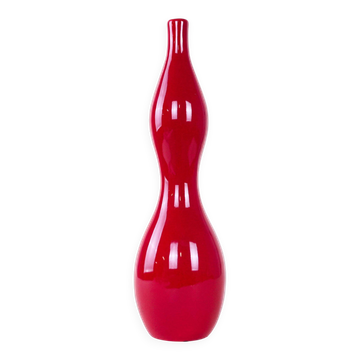 Red ceramic vase, Danish design, 1970s, made in Denmark