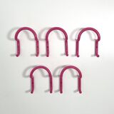 Set of 5 pink "taka" coat hooks by Cesare Rota Nodari for Acerbis, 1960