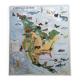 Vintage school map mdi North America-Asia Wildlife