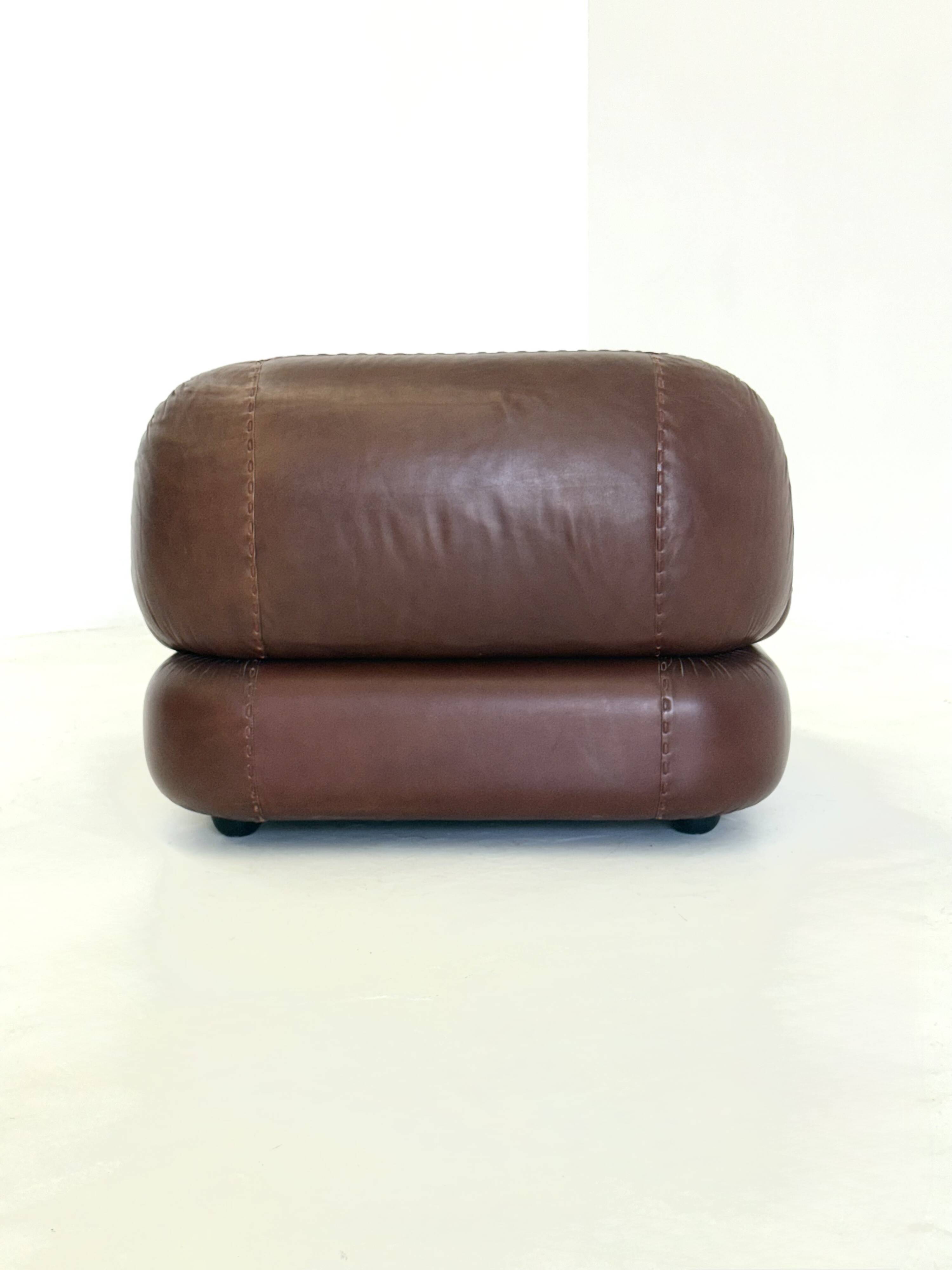 Dark brown leather Sapporo armchair for Mobil Girgi