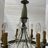 Empire style chandelier with tassels and patinated sheet metal, 20th century