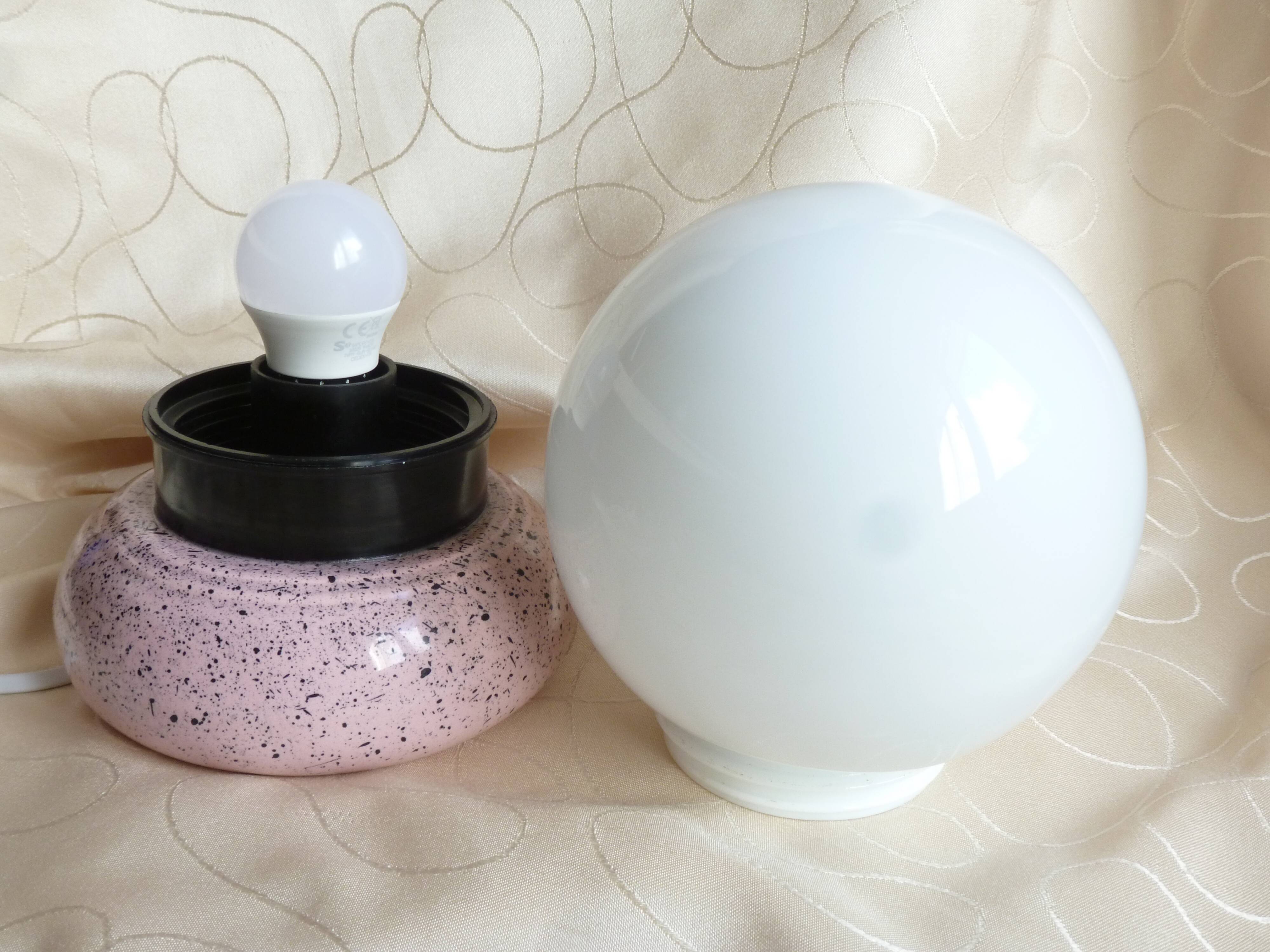 Ball lamp, ceramic and opaline ball lamp, mood and living room lamp