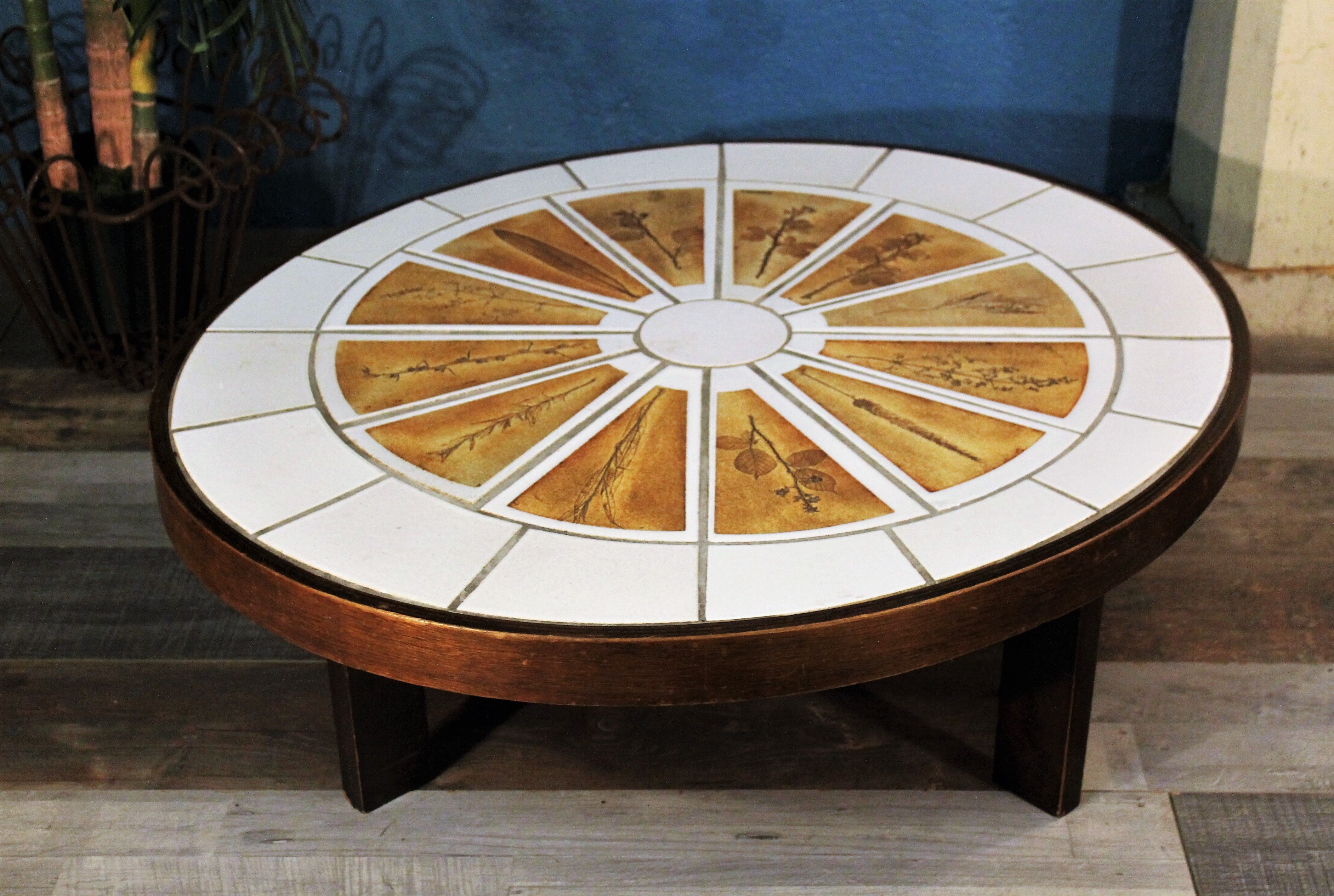 Coffee table "Herbarium" by Roger Capron 1960s