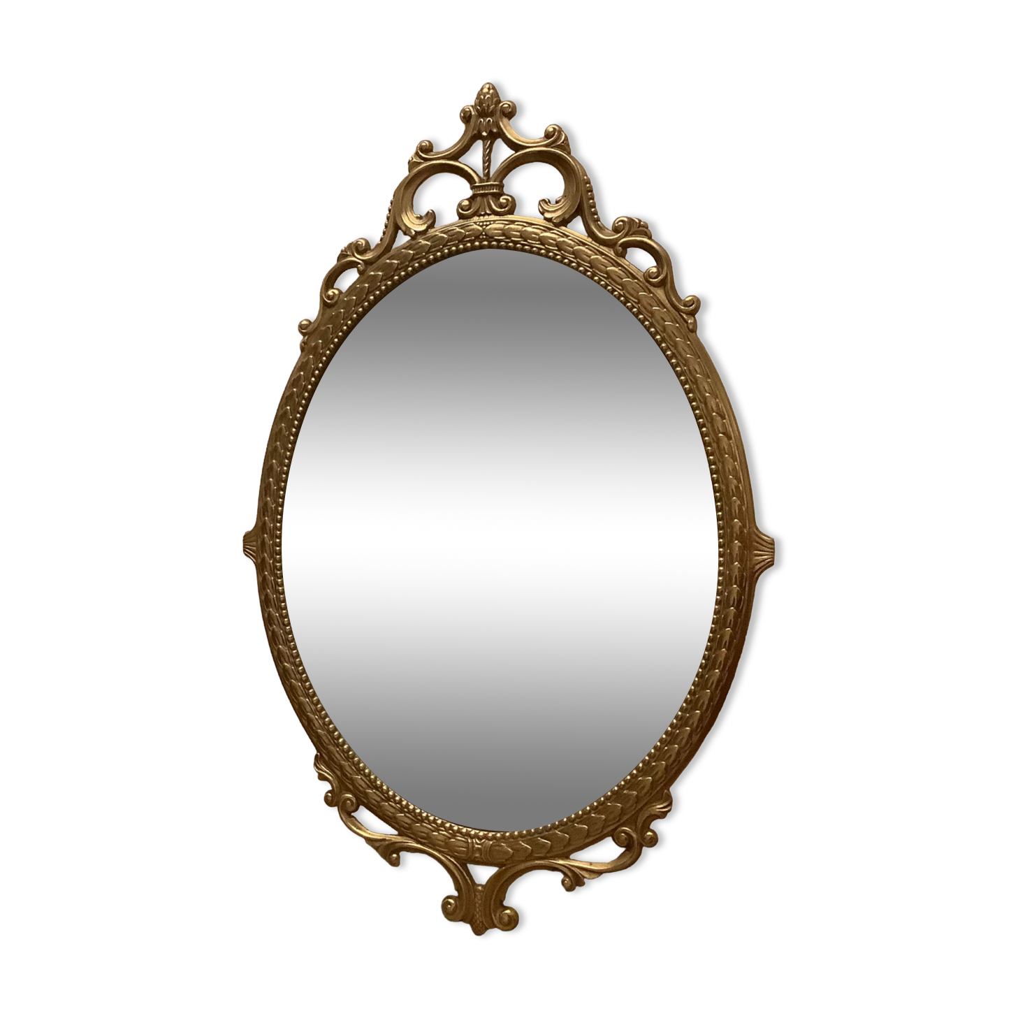 Old oval brass mirror, 31x46 cm