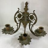 Pair of 3-light wall sconces in gilt bronze in the style