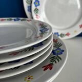 Set of 3 flat plates and 5 dessert plates with flower decoration, Tulowice Poland