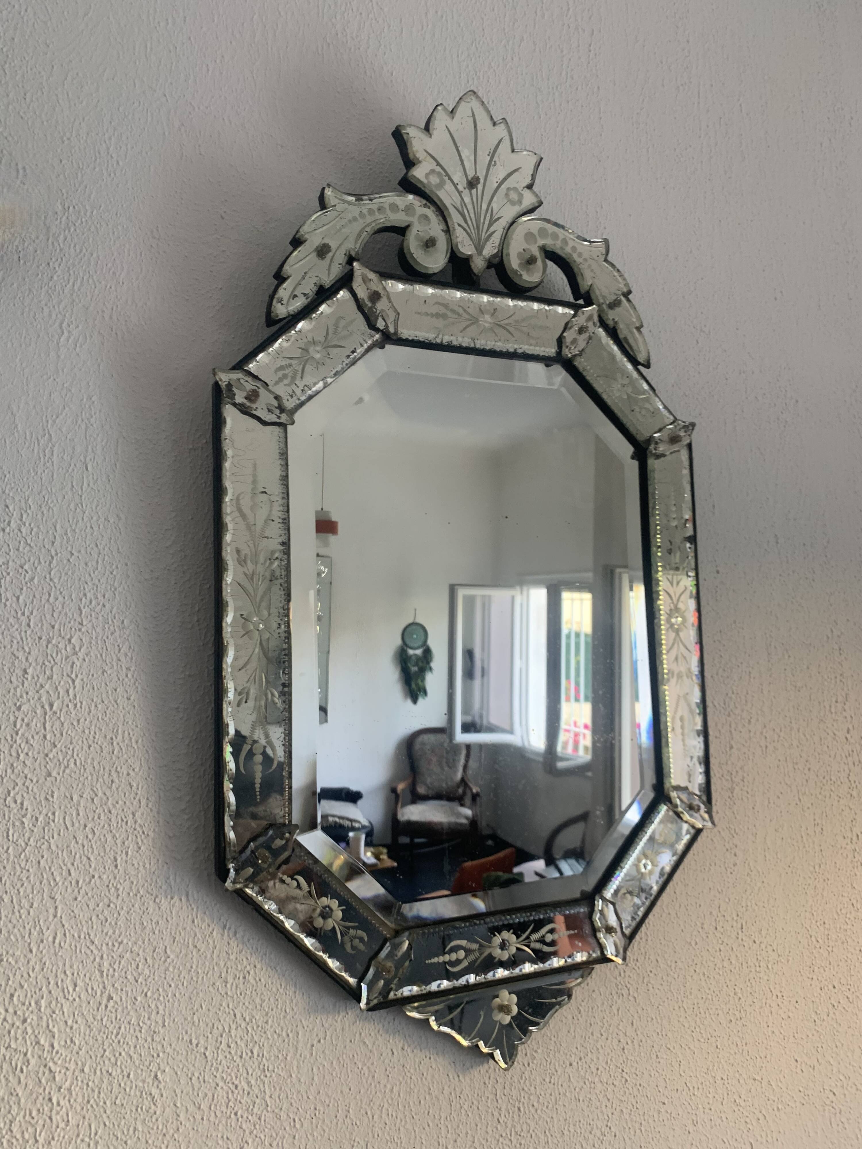 Venetian Murano mirror, late 19th century - 95 x 52 cm