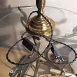 large brass lamp and wood 1970 very elegant 60x35cm