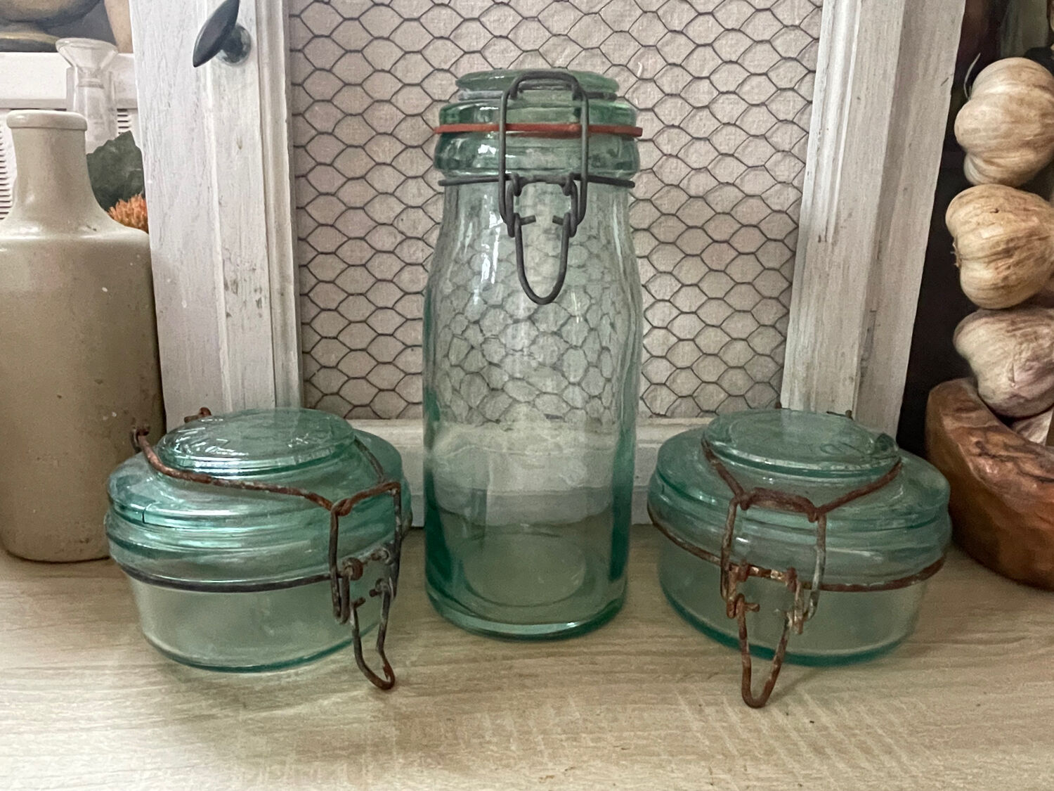 Lot de Bocaux anciens en verre