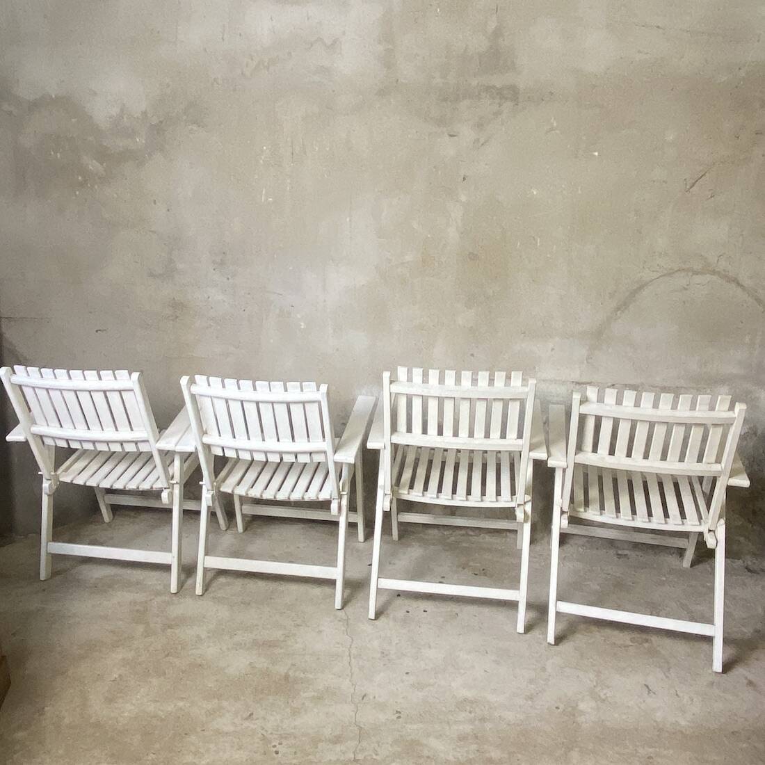 Ensemble de 4 fauteuils de jardin pliants vintage 1960's
