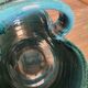Vintage ceramic basket Accolay turquoise Signed Bull's Head X.C