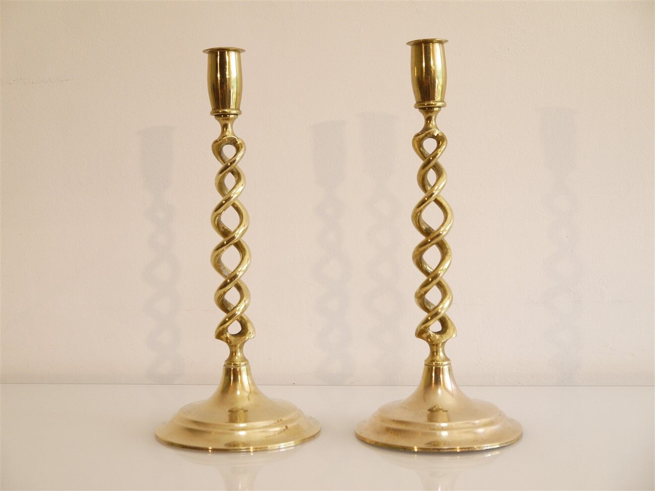 Pair of vintage 1960 brass candle holders
