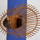 Oval rattan mirror