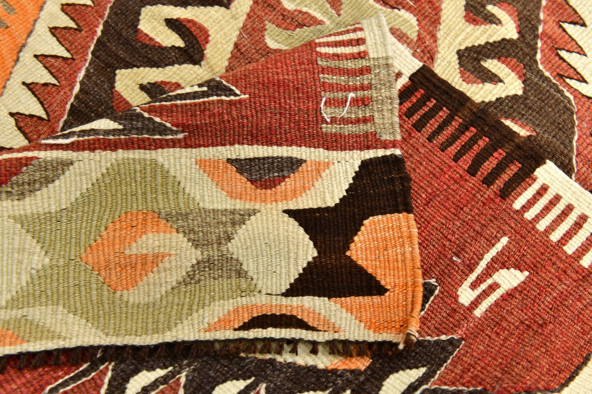 Red Brown Tribal Turkish Kilim Rug 146x292Cm SK 35174