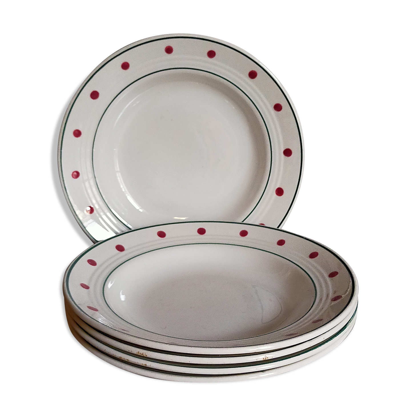 Five plates Céranord Saint-Amand "Brocatelle" vintage