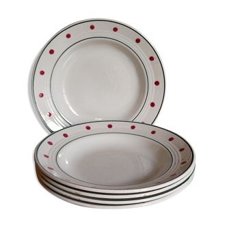 Cinq assiettes Céranord Saint-Amand "Brocatelle" vintages