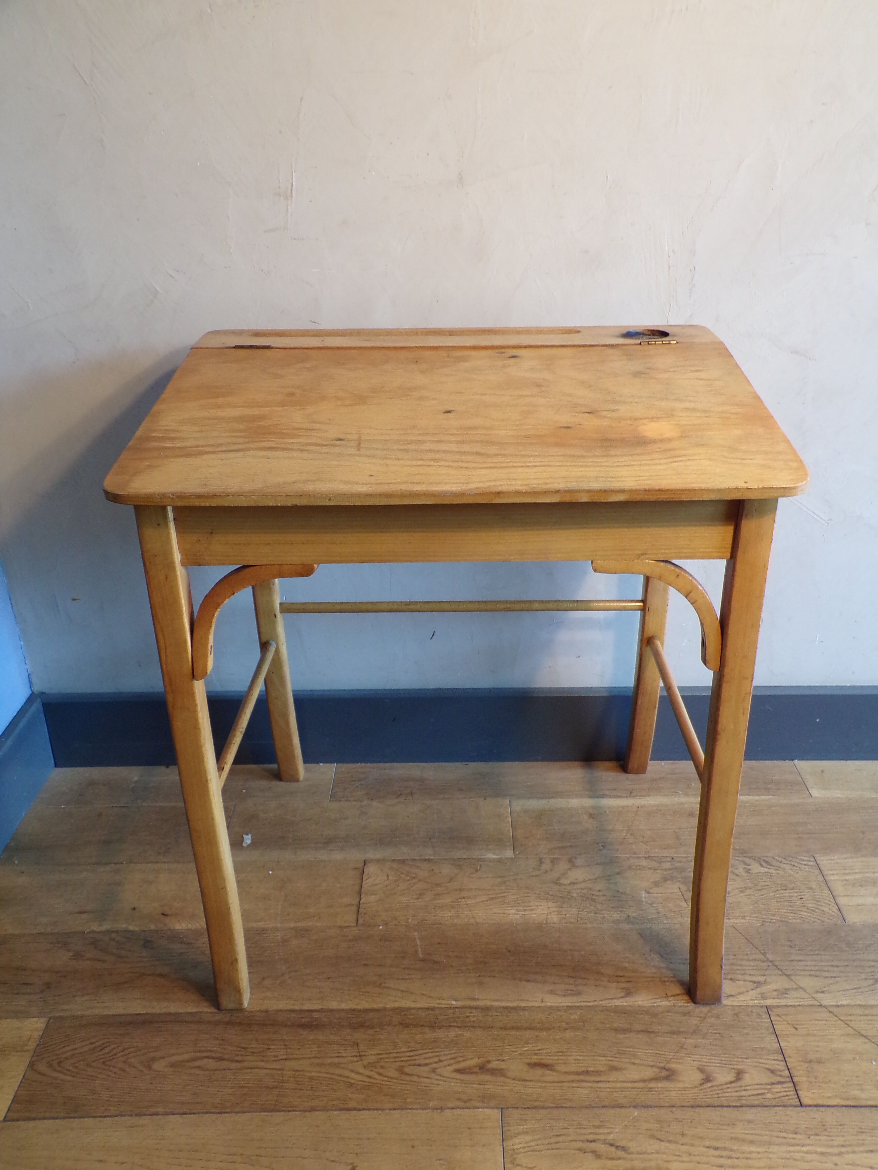 Vintage wood desk with ink