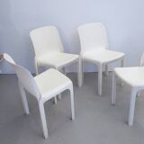 Set of 4 white Selene chairs by Magistretti Artemide