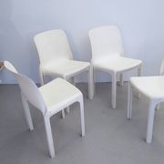 Set of 4 white Selene chairs by Magistretti Artemide