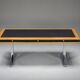 Mid-century modern oak and chrome desk with leather top, 1980s