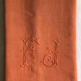 Old cloth in pure washed linen tinted in earthen