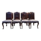 Suite de 8 chaises de style Louis XV en  noyer