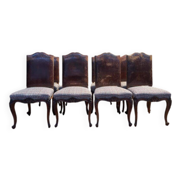 Set of 8 Louis XV style walnut chairs