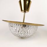 Brass and Crystal Ceiling Lamp from the 1960s by Tyringe for Orrefors, Sweden