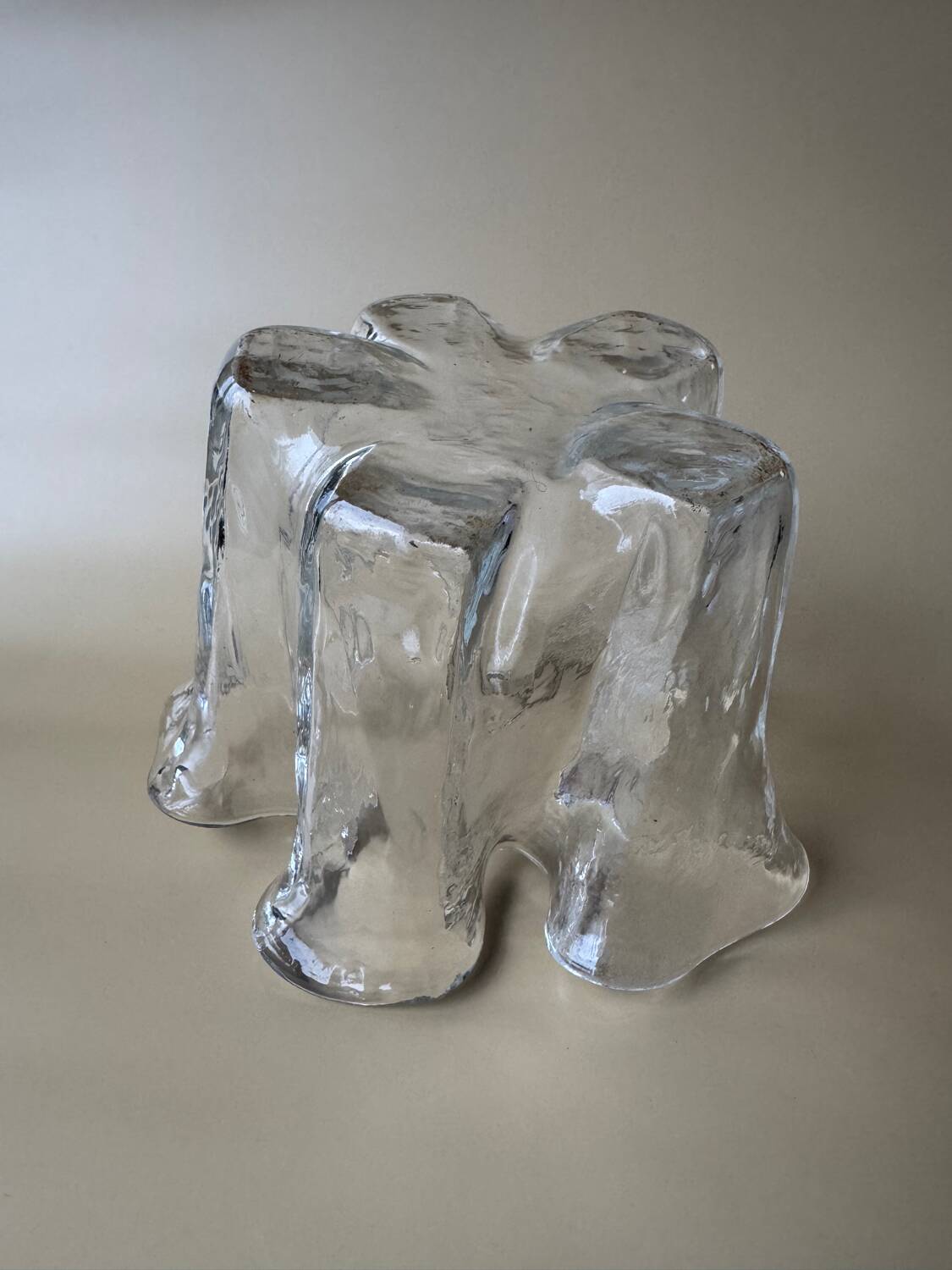 Sompex MCM vintage tissue vase: large clear textured glass