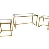 Set of Postmodern Brass, Steel and Glass Nesting Tables by Romeo Rega, Italy