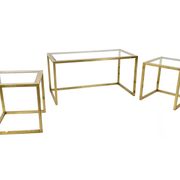 Set of Postmodern Brass, Steel and Glass Nesting Tables by Romeo Rega, Italy