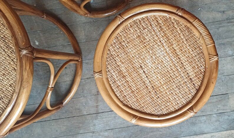 Vintage rattan trundle coffee table