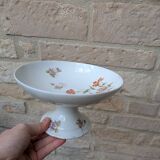 Ancien plat de service compotier sur piédouche en porcelaine de Limoges