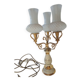 Florentine - baroque lamp ceramic brass metal topped with 3 glass tulips