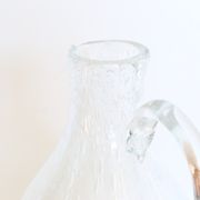 Bubbled glass pitcher with ice tank, handcrafted, French vintag manufacturing
