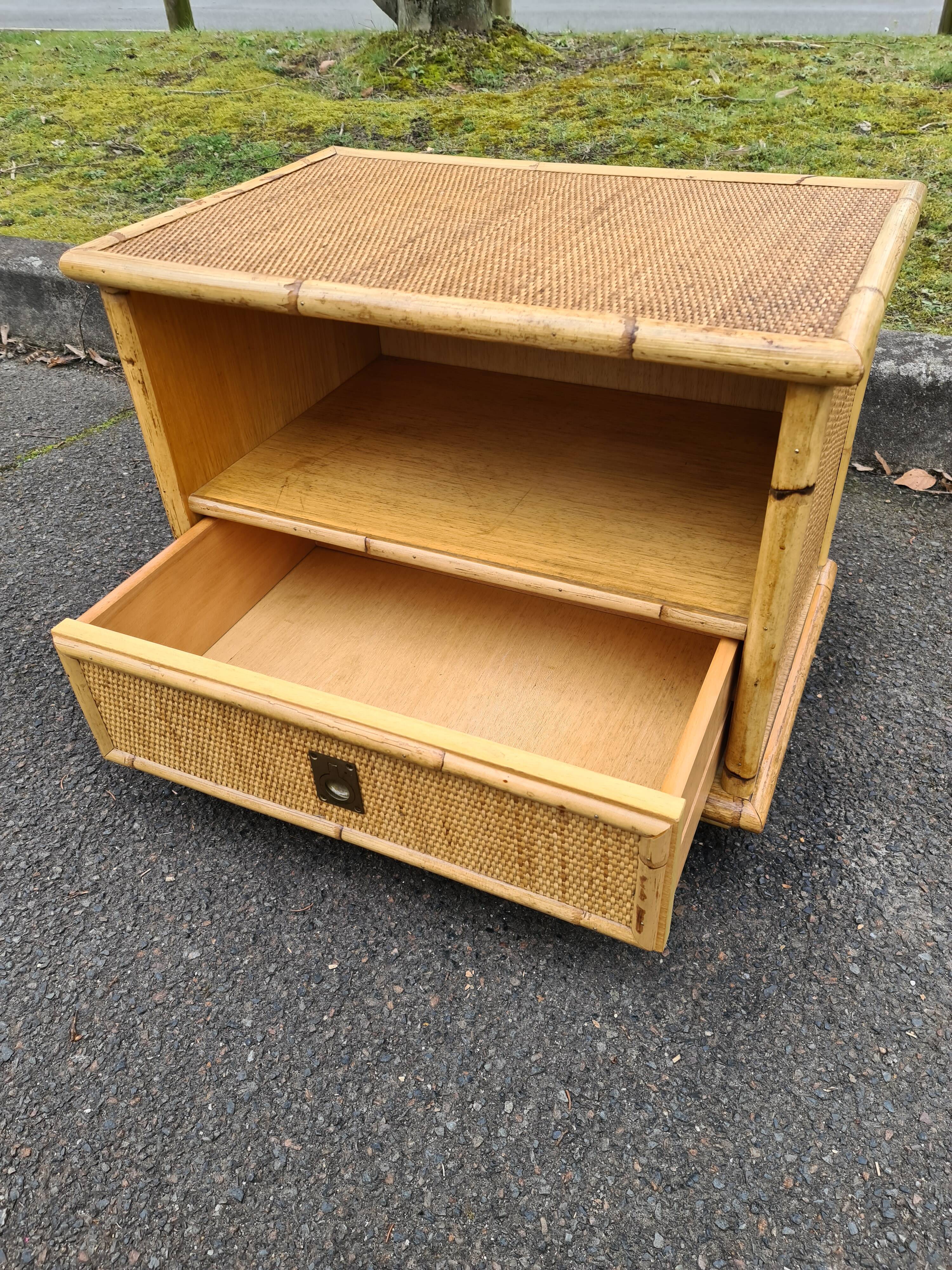 Bedside Dal Vera rattan Vintage bamboo 1980