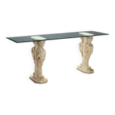 Old neoclassical console in glass and plaster, Italy, 20th century
