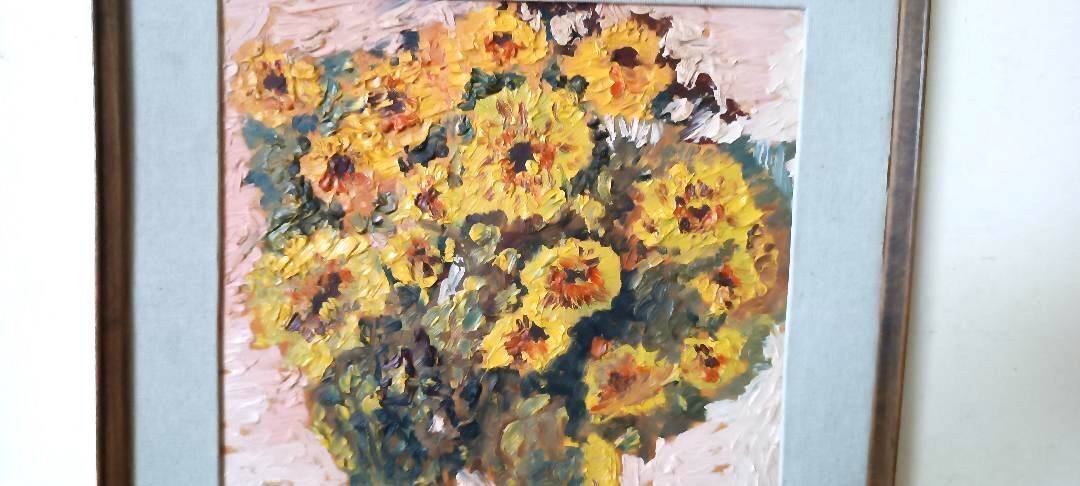 Oil painting on panel - vase with flowers - signed Serafini - dated 1962