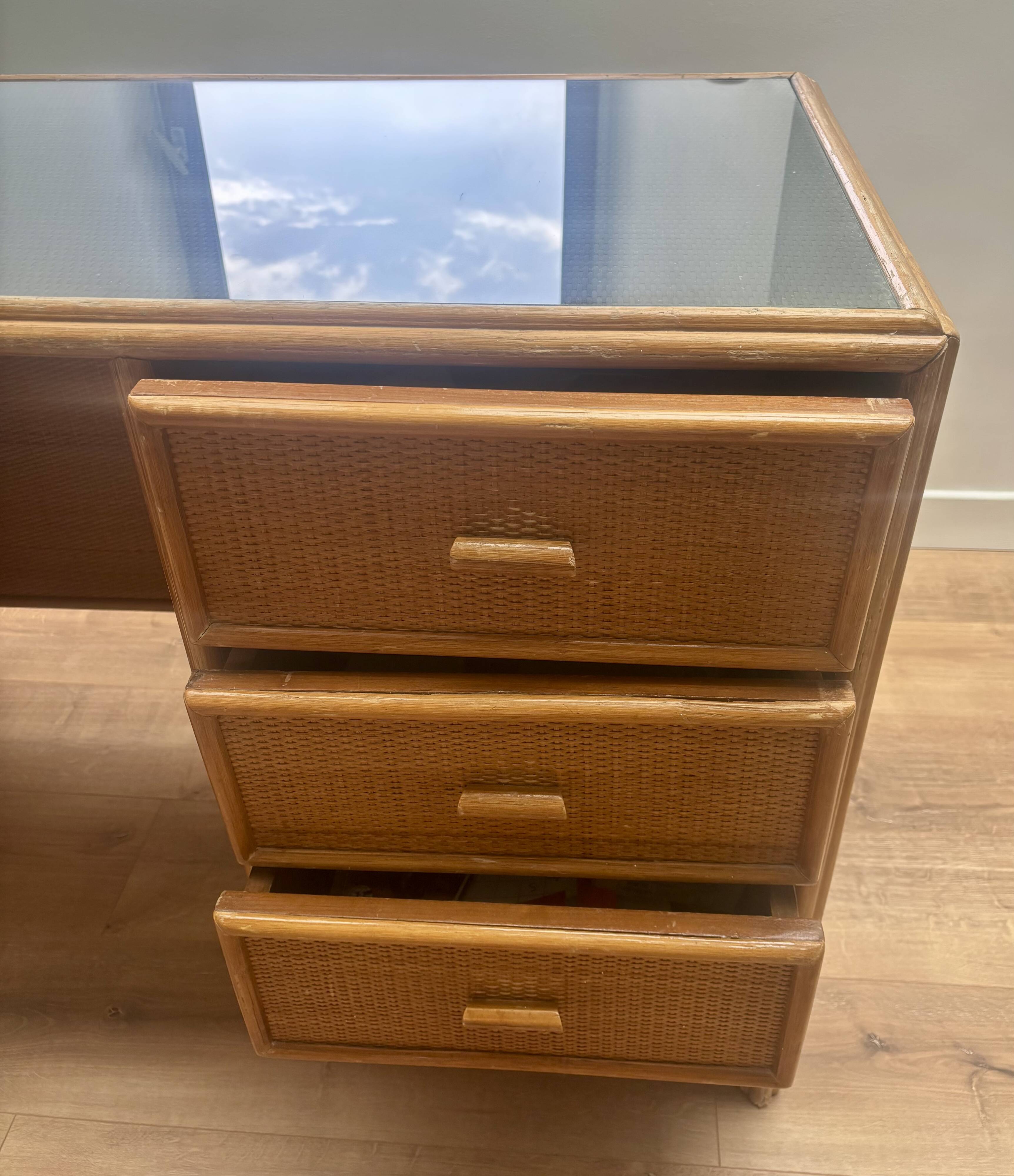 Rattan and bamboo desk