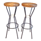 Pair of 1950s iron and rattan bar stools