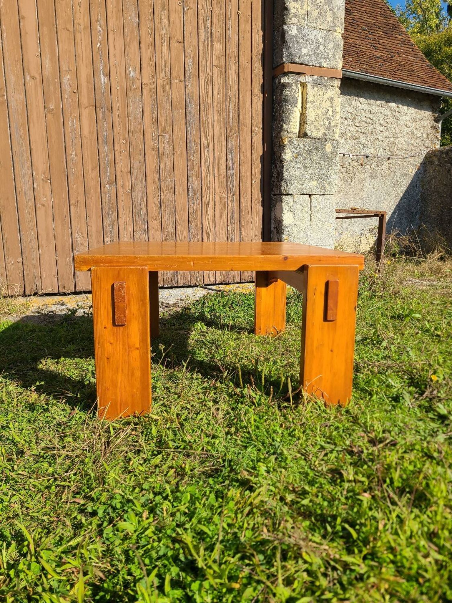 Solid pine coffee table, 1970s