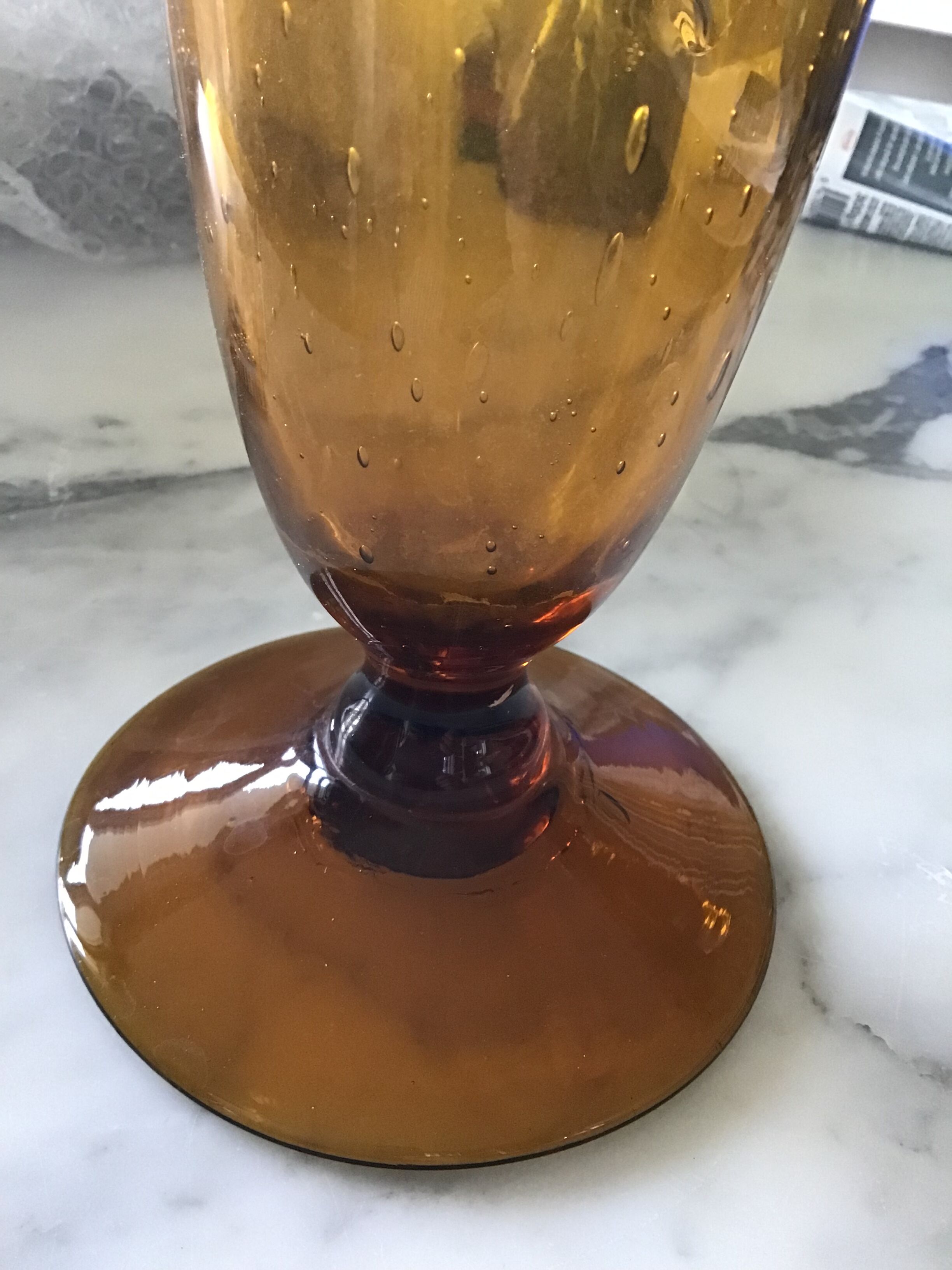 Bubble glass vase and breath of the famous glassworks of Biot sign