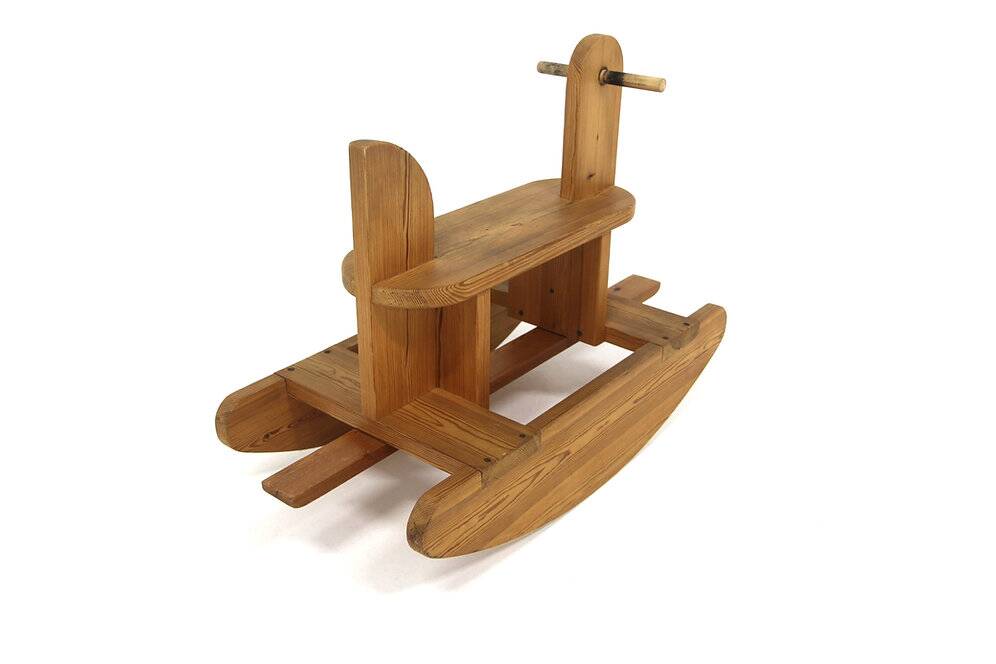 Cheval à bascule en bois, Suède, 1970