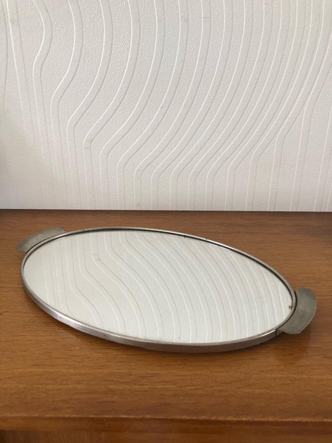 Vintage mirror and metal tray