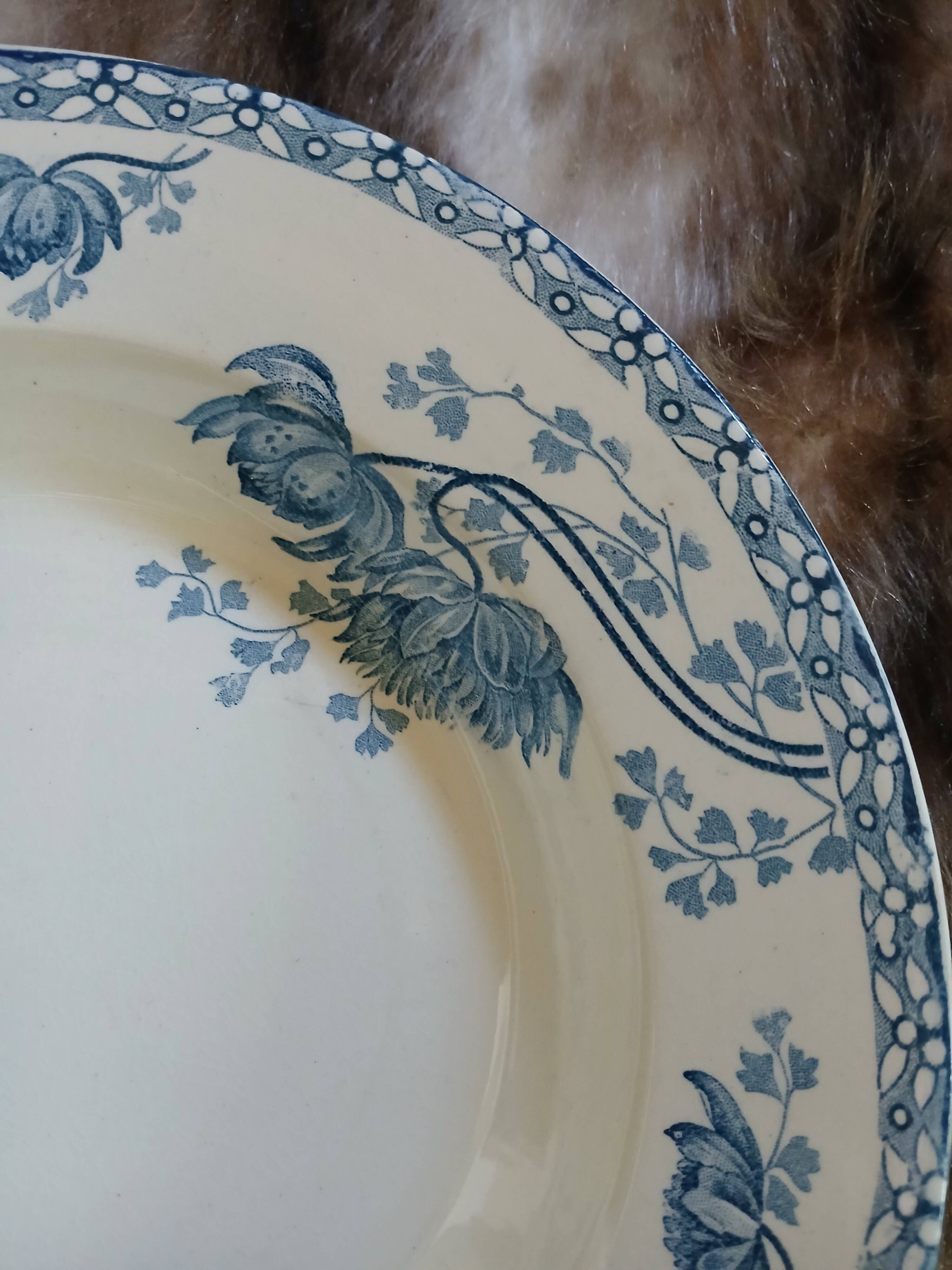 6 antique deep plates in ironstone